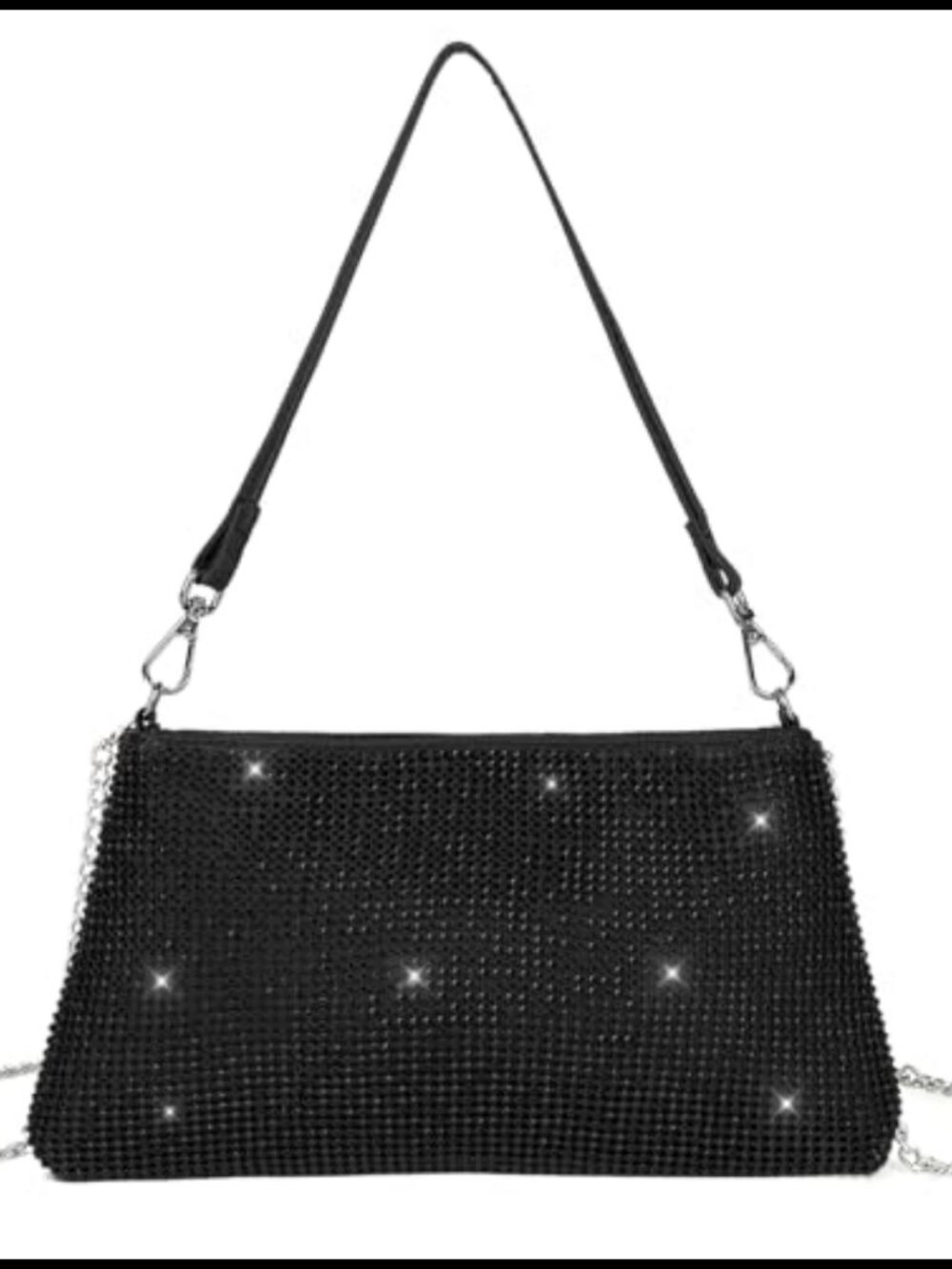 Rhinestone Evening Clutch Bag with Chain Strap & Handle Drop for Wedding Prom